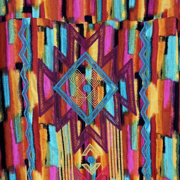 Savanna Jane Maxi Dress Women 1X Embroidered Tribal Southwest Boho Colorful NEW - Picture 16 of 16